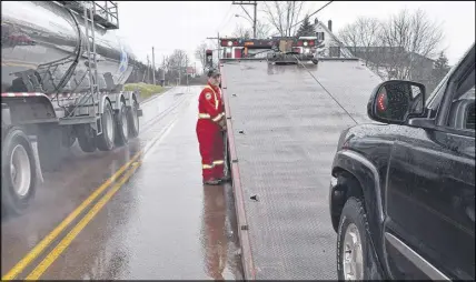  ?? HARRY SULLIVAN/TRURO DAILY NEWS ?? Bradley Crowe of B. Crowe Towing and Recovery is hoping new legislatio­n passed last week by the Nova Scotia government that includes tow truck operators in the Move Over Law will reduce close calls when operators are working at calls.