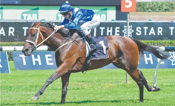  ?? Picture: AAP IMAGE ?? Hugh Bowman, pictured aboard Winx in a recent trial at Randwick, believes the horse can handle 1600m first-up.