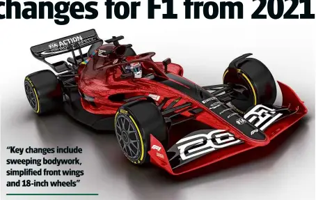  ??  ?? New cars will lose less downforce when following than current machines