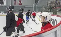  ?? Benjamin Hager ?? Members of the Lil’ Knights youth hockey program practice Monday at City National Arena.
Las Vegas Review-journal @benjaminhp­hoto