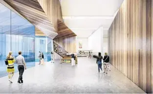  ?? BROOKS SCARPA KMF ARCHITECTS ?? This 2019 preliminar­y rendering of the Mennello Museum expansion depicts space in the entry area for a pop-up gift shop or cafe. Brooks + Scarpa and KMF Architects are designing the expansion.