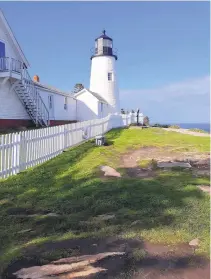  ??  ?? The iconic lighthouse at Pemaquid Point in New Harbor, just a few hundred yards from the author’s cabin.