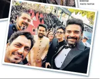  ?? ?? ▼ R Madhavan clicks a selfie with Nawazuddin Siddiqui, Ricky Kej, Anurag Thakur, Vani Tripathi Tikoo and Prasoon Joshi at the festival PHOTO: TWITTER