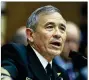  ??  ?? Adm. Harry Harris Jr., commander of the U.S. Pacific Command, testifies in Washington about North Korea on Thursday.