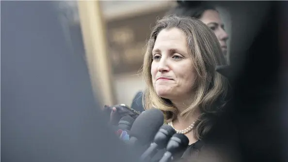  ?? ANDREW HARRER/BLOOMBERG ?? Foreign Affairs Minister Chrystia Freeland has used every chance to repeat the government’s mantra of preferring no deal to a bad deal, but the deal it eventually accepts quite likely will be a bad one, at least based on the parameters that she set, says Kevin Carmichael.