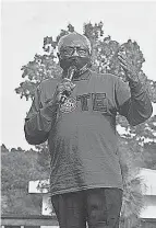  ?? DEBORAH BARFIELD BERRY/ USA TODAY ?? Clyburn, the House majority whip, addresses a crowd at a campaign rally on Nov. 1 in Hollywood, S. C. He was a contributo­r to Biden’s win.