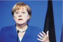  ?? CHRISTOPHE MORIN/BLOOMBERG ?? German Chancellor Angela Merkel said earlier this month she would not cap the number of asylum seekers her country would admit.