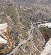  ??  ?? A photo taken of the Catalina Highway from Windy Point Vista. Visitors take the highway from Tucson to get to the top of Mount Lemmon.