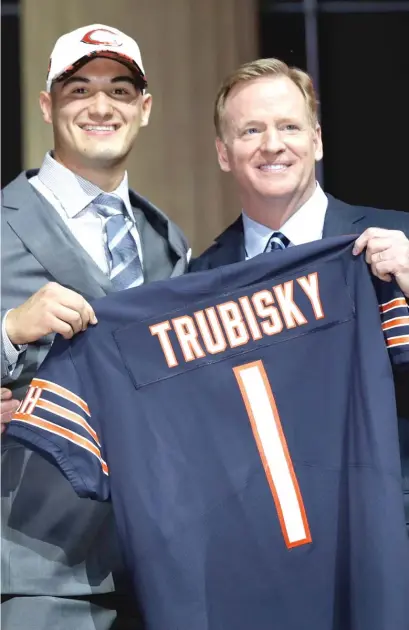  ?? MATT ROURKE/ AP ?? In scouting quarterbac­k Mitch Trubisky, the Bears seemed to be more impressed with his personalit­y than his arm.