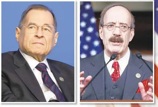  ??  ?? Democratic Reps. Jerrold Nadler and Eliot Engel (l. to r. from New York) and Nancy Pelosi of California (right) will have new power to investigat­e President Trump and hold his agenda in check.