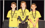  ?? / Calhoun City Schools ?? Top: Pictured are the second-grade team winners at the eighth annual Math Mania Competitio­n: Jax Sumner, Kade Locklear, Rylan Everett, Landon Serritt, Jackson Hurd and Sara Pass. Above: Pictured are the second-grader individual winners at the eighth annual Math Mania Competitio­n: Ben Jordan, first place; Molly Walraven, second place; and Andy Jaramillo, third place.