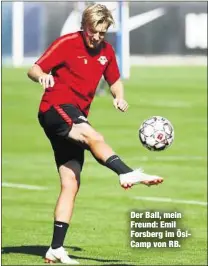  ??  ?? Der Ball, mein Freund: Emil Forsberg im ÖsiCamp von RB.