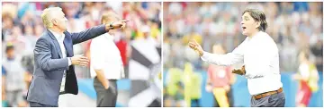  ?? — AFP photo ?? A combinatio­n of file pictures shows Croatia’s coach Zlatko Dalic (R) in Nizhny Novgorod on July 1, 2018 and France’s coach Didier Deschamps in Moscow on June 26, 2018 during the Russia 2018 World Cup football tournament.