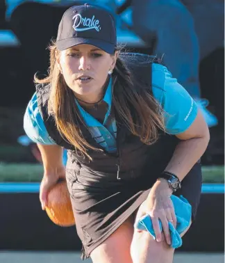  ?? Picture: BOWLS AUSTRALIA ?? Georgia White on her way to the Australian Open final.