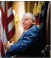  ?? AP ?? Republican Ohio state Rep. Larry Householde­r sits at the head of a legislativ­e session as Speaker of the House, in Columbus. .