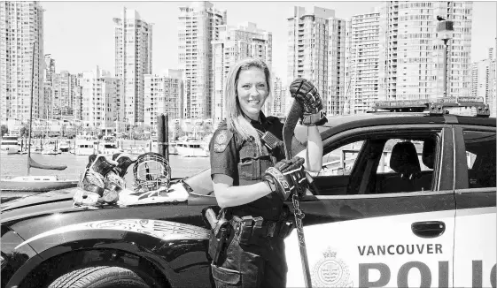  ?? COURTESY ANCOUVER POLICE DEPARTMENT ?? Meghan Agosta has a full-time job at the Vancouver Police Department. It’s not easy being a step-mom to two children, pregnant and train. Agosta could easily have decided to retire, but remains determined to return for her fifth Winter Olympics, in Beijing in 2022 with Team Canada.