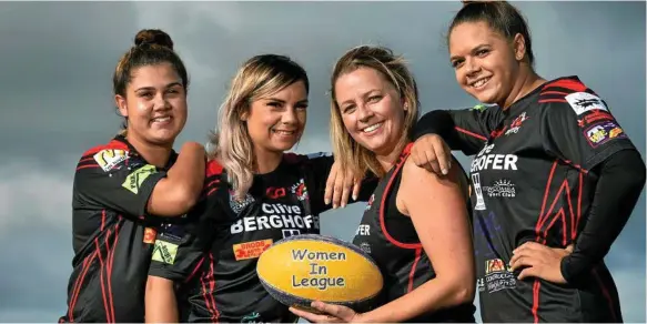  ?? Photo: Kevin Farmer ?? READY TO RUN: Looking forward to running out for the Toowoomba Valleys Fillies against Souths Logan on Sunday are (from left) Amber Mutch, Lauren Weribone, Amy Rae and Emily Young.