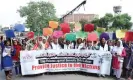  ?? ?? A protest calling for justice for Fatima Furiro and another child domestic worker, Rizwana, who died recently in Islamabad. Photograph: Courtesy of Bushra Khaliq/ WISE