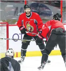  ?? JEAN LEVAC. ?? Tom Pyatt, left, has seen a lot of ice time through the first 35 NHL games, as a both a left and a right winger. Wednesday.