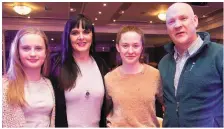  ??  ?? Jerome, Gráinne and Mary Quirke and Ella O’Connor having a great night at the Gaelcholái­ste Chiarraí/Young Americans musica.