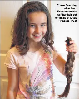  ??  ?? Chase Brackley,
nine, from Kennington had half her hair cut off in aid of Little
Princess Trust