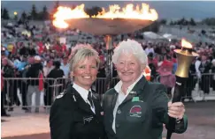  ??  ?? Ambassador: with Dame Mary Peters at the 2013 World Police and Fire Games