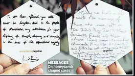  ??  ?? MESSAGES On honeycomb shaped cards
