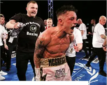  ??  ?? VICTORY ROAR: Mcgregor celebrates as the decision is announced