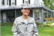  ?? Associated Press ?? Cadet Simone Askew, of Fairfax, Va., who has been selected first captain of the U.S. Military Academy Corps of Cadets for the upcoming academic year, answers questions Aug. 14 during a news conference in West Point, NY. Askew earned another prestigiou­s...