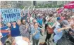  ?? STEVE RUSSELL TORONTO STAR ?? Hundreds gathered in protest outside city hall in July as councillor­s debated what to do about Premier Doug Ford’s surprise move to cut the size of council in half.