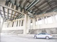  ?? Matthew Brown / Hearst Connecticu­t Media ?? A motorists travels underneath I-95 on South State Street in Stamford. Part of the governor's CT 2030 tolling plan was to spend upwards of $20 million renovating a stretch of I-95 in Stamford that travels over Metro-North tracks.