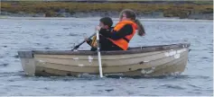  ??  ?? Youngest competitor Allan Curtis and Emma MacLachlan show plenty of determinat­ion in their race.