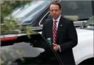  ?? EVAN VUCCI — ASSOCIATED PRESS ?? Deputy Attorney General Rod Rosenstein leaves the White House in Washington on Monday.