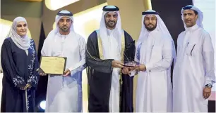  ??  ?? Winning government entities and individual­s received their trophies during the closing ceremony of the fourth Sharjah Government Communicat­ion Award (GCA 2017) on Wednesday.