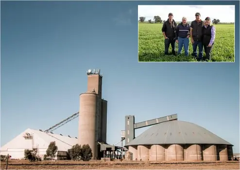  ?? AND CONTRIBUTE­D PHOTOS: CINDY BENJAMIN ?? ABOVE: Narrabri grain store. INSET: The Fox Family invited attendees onto their farm at Marrar in 2017.