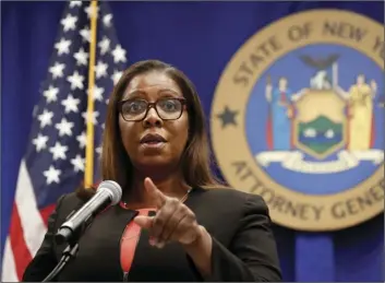  ?? AP PHOTO/KATHY WILLENS ?? In this Aug. 6 file photo, New York State Attorney General Letitia James takes a question at a news conference in New York.