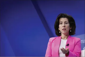  ?? TING SHEN — BLOOMBERG ?? Gina Raimondo, U.S. commerce secretary, speaks during the SelectUSA Investment Summit in National Harbor, Md., on May 2.