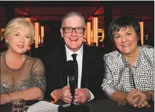  ??  ?? Judging panel members Mary McMonagle, Danny Leane and Michelle Cooper Galvin at Strictly Come Dancing at the INEC.