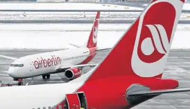  ?? /Reuters ?? Up for sale?: Air Berlin aircraft pictured at Tegel airport in Berlin in March 2013. The insolvent airline’s assets including aircraft may be sold to competitor­s.