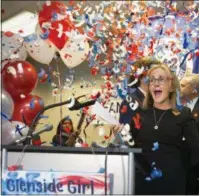  ?? ASSOCIATED PRESS ?? Democrat Madeleine Dean celebrates in Fort Washington Tuesday after winning Pennsylvan­ia’s 4th Congressio­nal District race.