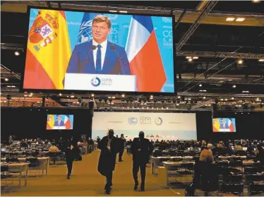  ??  ?? Australia’s Energy and Emissions Reduction minister, Angus Taylor, addresses COP25 in Madrid.