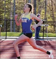  ?? Submitted / Husnain Ahmed ?? Housatonic Regional's Sydney Segalla won the 100, 200 and 400 meters at the CIAC Class S track and field championsh­ips Tuesday in New Britain.