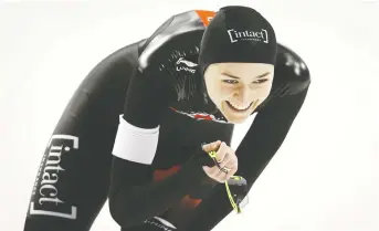  ?? JEFF MCINTOSH/THE CANADIAN PRESS ?? Thanks to a successful start to the World Cup season, Isabelle Weidemann is among Canada’s medal hopefuls in long-track speedskati­ng with 2022 Olympics almost two years away.