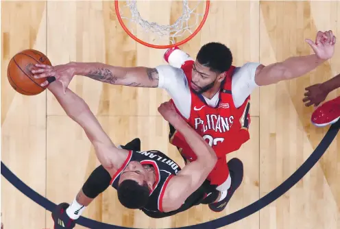  ?? AP FOTO ?? FIRST IN. Five-time All-Star Anthony Davis finally gets a taste of a playoff triumph after he and the Pelicans scored a sweep of the Portland Trail Blazers to be the first team to move to the second round.