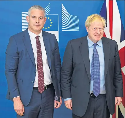  ??  ?? Brexit Secretary Stephen Barclay, Prime Minister Boris Johnson, Jean-Claude Juncker, president of the European Commission, and Michel Barnier, the EU’s chief Brexit negotiator.