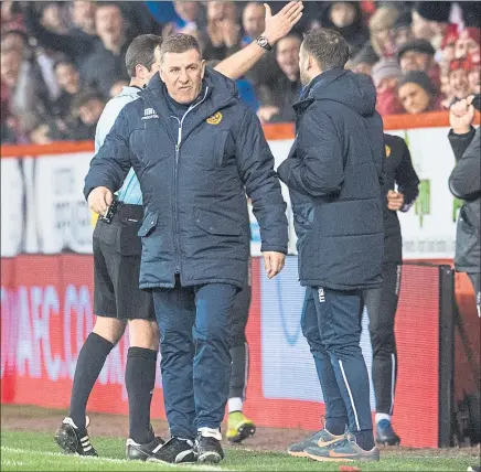  ??  ?? TOUCHLINE MELTDOWN: Motherwell manager Mark McGhee was incensed with the fourth official at Pittodrie last week