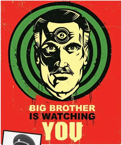  ?? ?? ALL-SEEING EYE: George Orwell’s Big Brother from 1984. Left: Stasi chief Erich Mielke, who mistrusted everyone, including his own staff