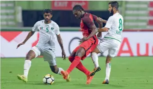  ?? Supplied photo ?? Makhete Diop (centre) scored in Shabab Al Ahli Dubai’s win over Emirates. —