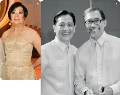  ??  ?? 5 6
1. Alex Narciso, Mylene Almonte, Ben Sy, Cathy Sy-Lim, Cassy Sy-Genabe, Benjo Sy, Mon Lu 2. Leo Grepin and Commission­er Dennis Funa 3. Riza Mantaring and Dean Connor 4. Lorenzo Tan
5. Esther Tan 6. Benedict Sison and Hans Sicat