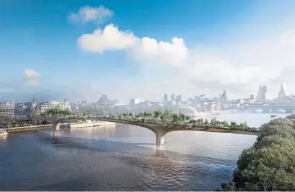  ?? Picture: PA. ?? An artist’s impression of the proposed, ill-fated Garden Bridge across the River Thames.